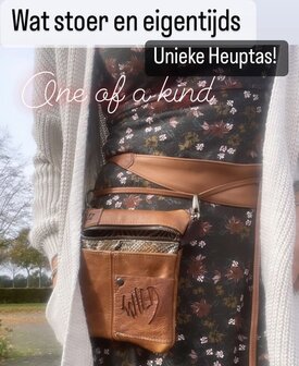 Heuptas leer, vintage bruin leather 