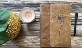 Leren Notitieboekje Paardebloem